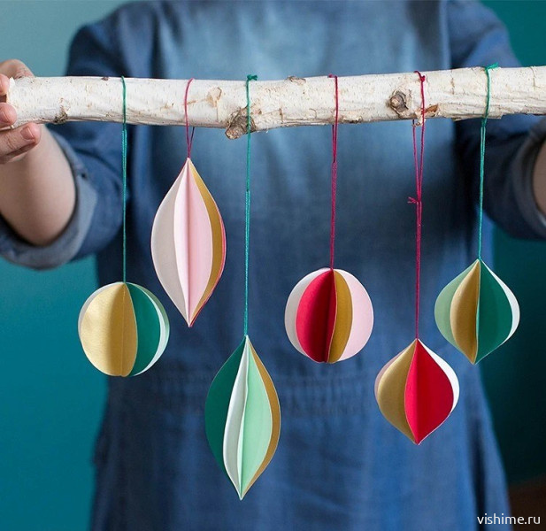 Елочные игрушки из бумаги: 6 мастер-классов